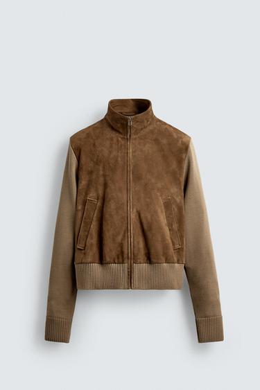 LEDERJACKE – LIMITED EDITION - Dunkles Camel von Zara