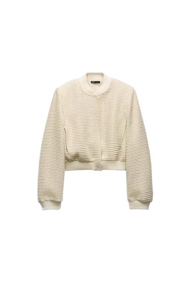 STRUCTURED CROP BOMBER JACKET