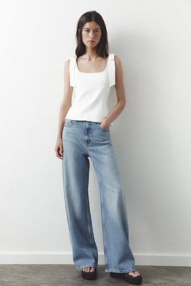 JEANS TRF EXTRA WIDE LEG TIRO ALTO - Azul claro de Zara