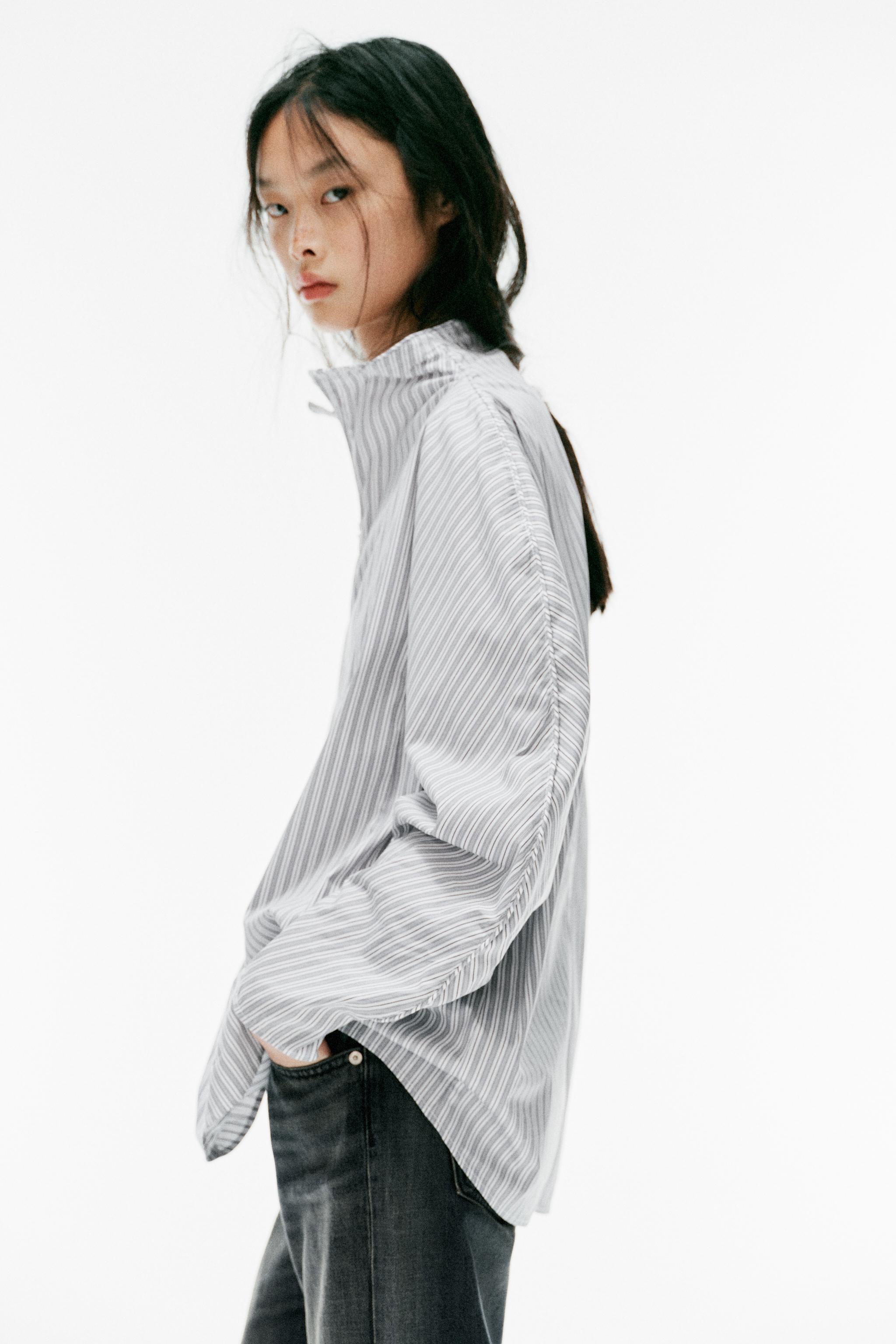 STRIPED POPLIN SHIRT WITH VOLUME