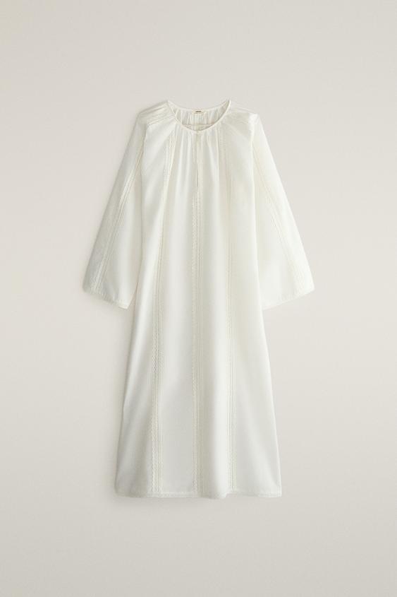 Long lace nightdress - Oyster-white by Zara - Image 0