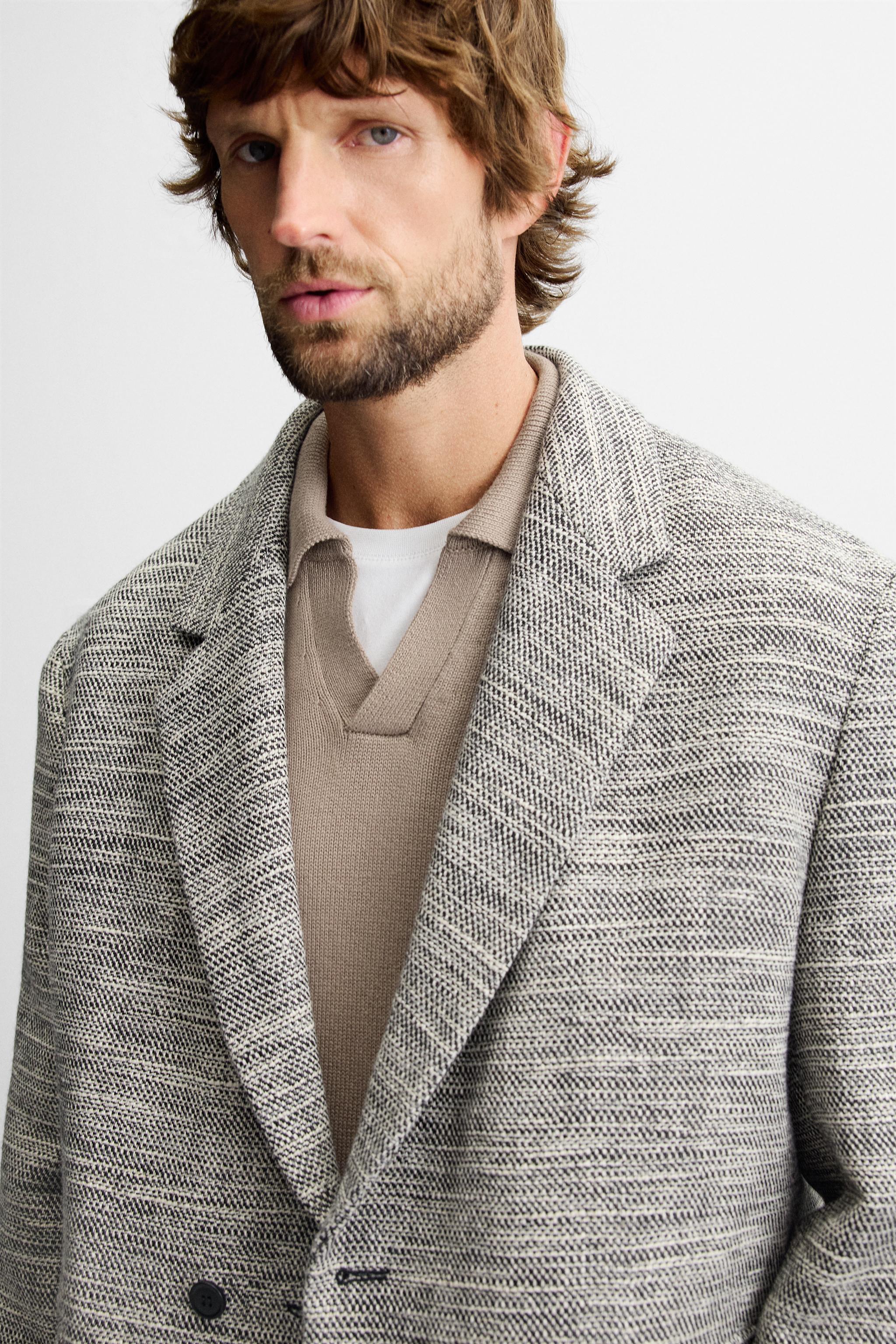 DOUBLE BREASTED TEXTURED WEAVE JACKET - Black | ZARA United DOUBLE BREASTED TEXTURED WEAVE JACKET - Black | ZARA United