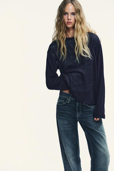 TRF LOW-RISE WIDE-LEG JEANS - Midnight blue by Zara - Image 5