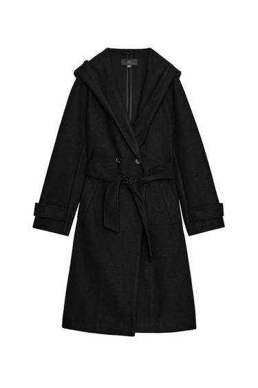 SOFT HOODED COAT - Black by Zara