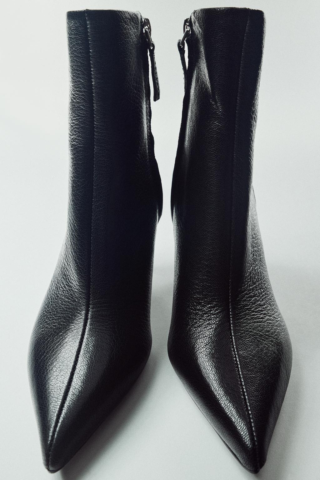 LEATHER HEELED ANKLE BOOTS