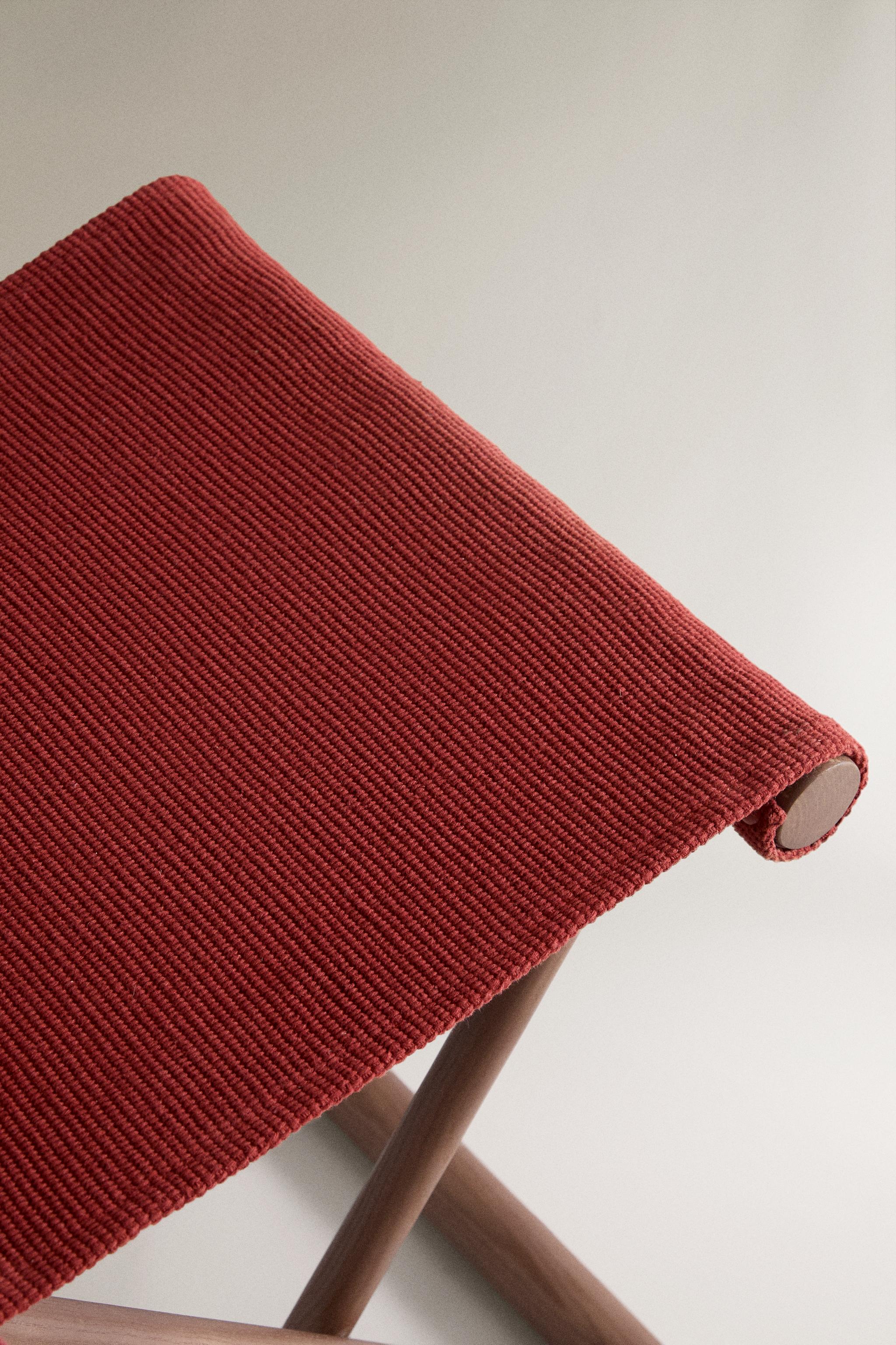 FOLDING ASH WOOD AND COTTON STOOL - Reddish | ZARA United States