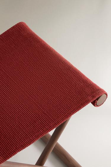 FOLDING WOOD AND COTTON STOOL - Reddish by Zara - Image 1