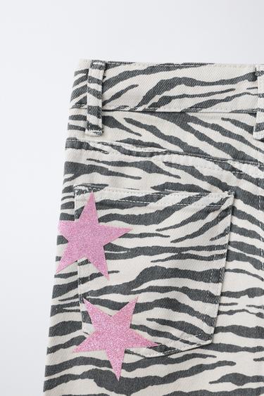 JEAN LARGE ZÉBRÉ - Gris chiné de Zara - Image 3