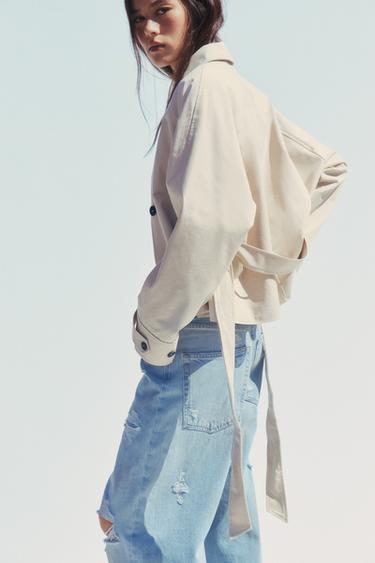 SHORT TRENCH COAT WITH BELT - camel by Zara - Image 4