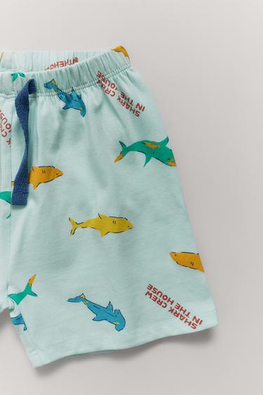 2-6 ANS/ PYJAMA T-SHIRT ET BERMUDA REQUINS - Bleu clair de Zara