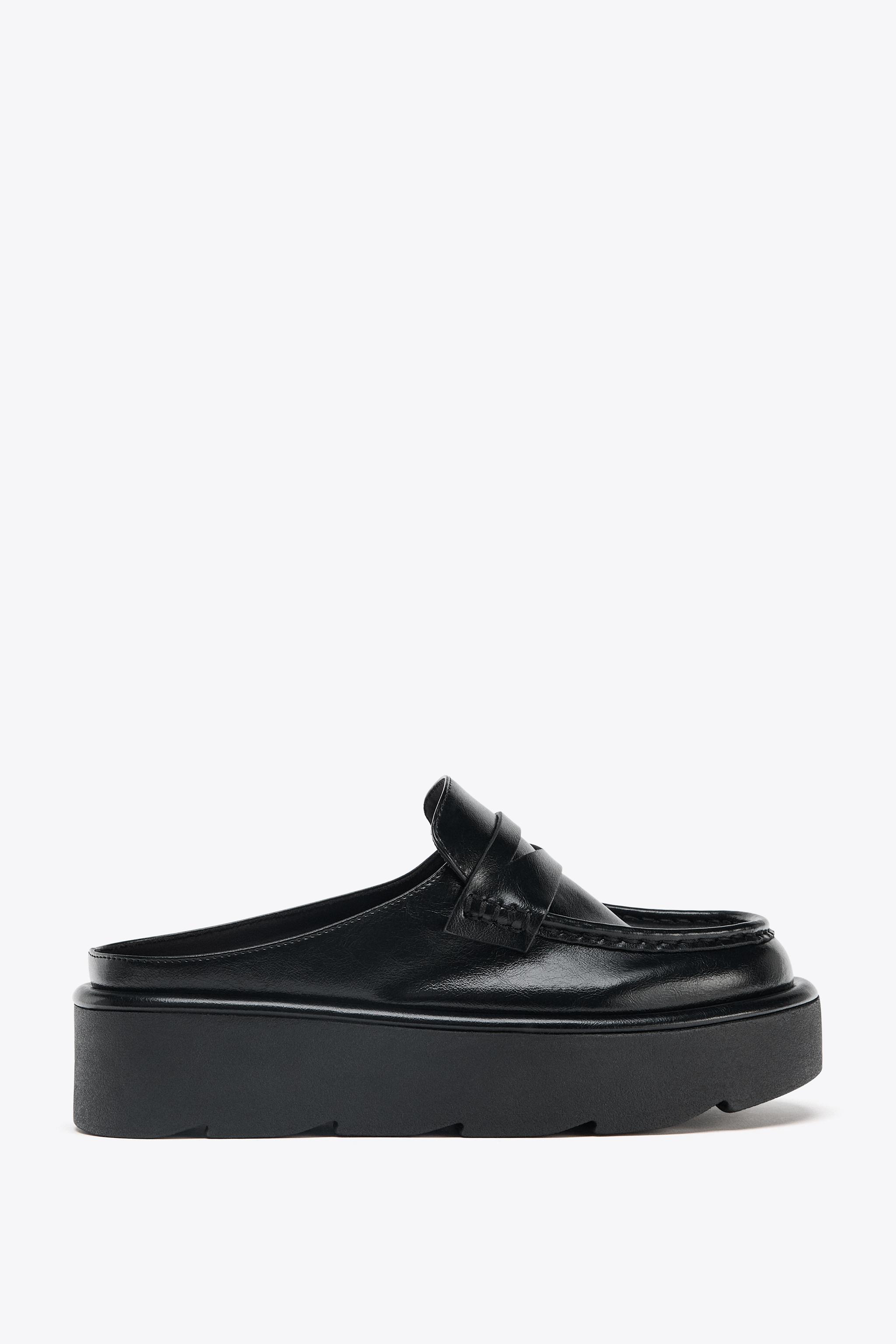 ローファー 黒 チャンキーソールミュールローファー - ブラック | ZARA Japan