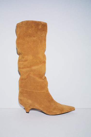 STIEFEL MIT ABSATZ AUS WILDLEDER - Braun von Zara