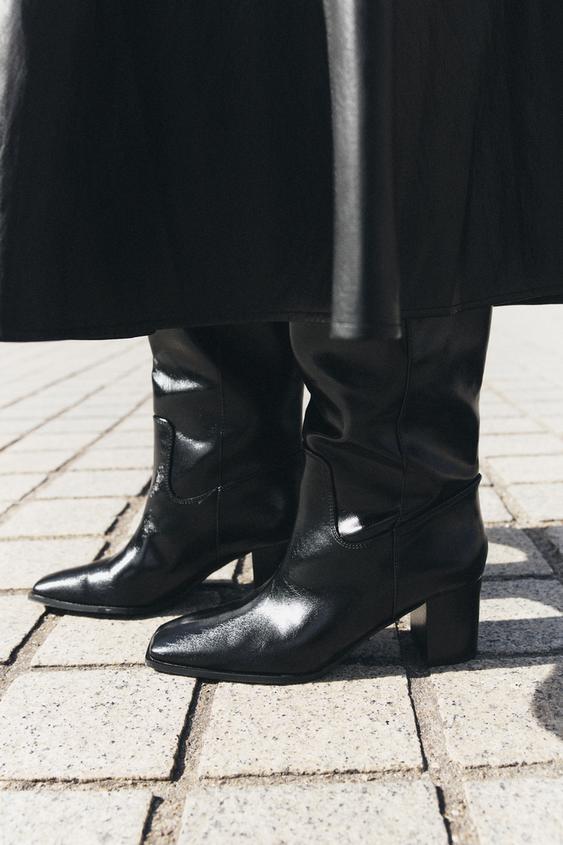 Zara BLOCK HEELED BOOTS - Black - Image 0