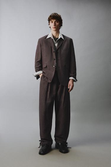 STRIPED VISCOSE - LINEN SUIT - 221 by Zara