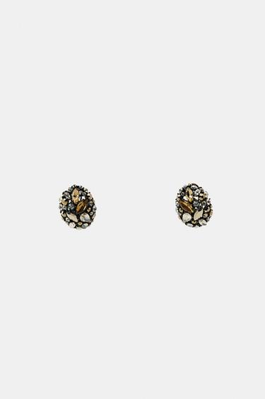 Zara OVAL JEWEL EARRINGS - Golden