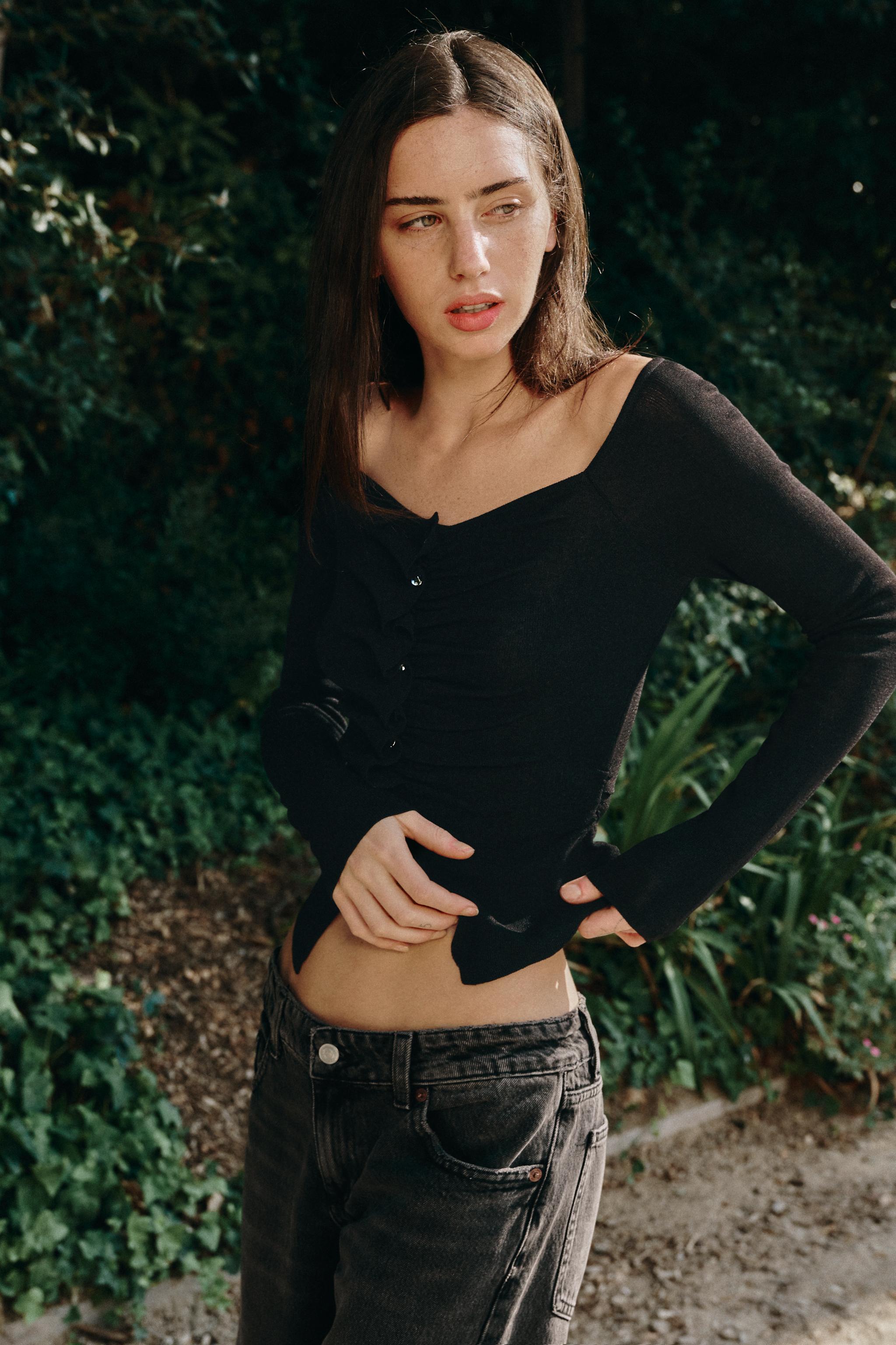 Женские свитеры Zara DRAPED KNIT TOP — фото 3