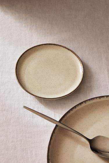 PORCELAIN SIDE PLATE WITH ANTIQUE FINISH RIM - Light ecru by Zara - Image 0