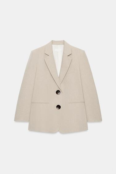 VESTE DROITE À ÉPAULETTES DEUX BOUTONS - Beige clair de Zara - Image 8