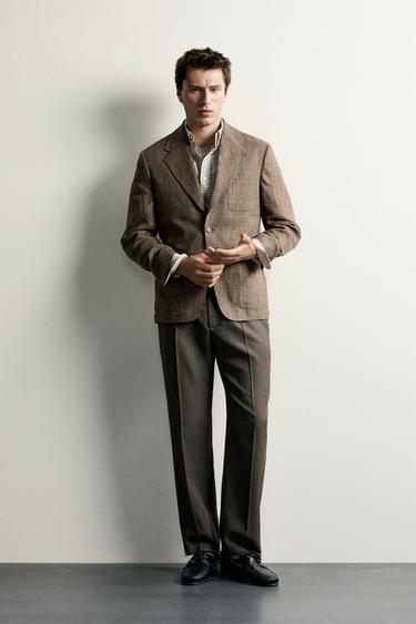 KARO-BLAZER AUS 100 % LEINEN - Braun meliert von Zara - Bild 0