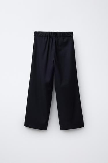 WIDE-LEG TROUSERS WITH BRAIDED DETAIL - Navy blue by Zara - Image 1