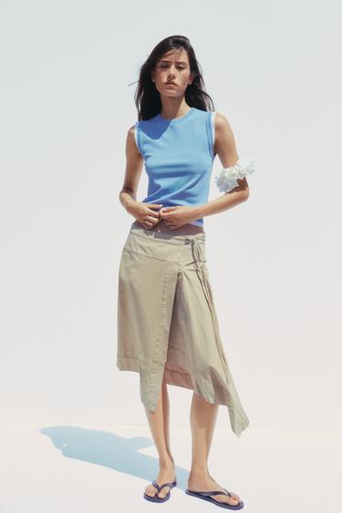 DOUBLE LAYER TRIM KNIT TOP - Blue by Zara - Image 0