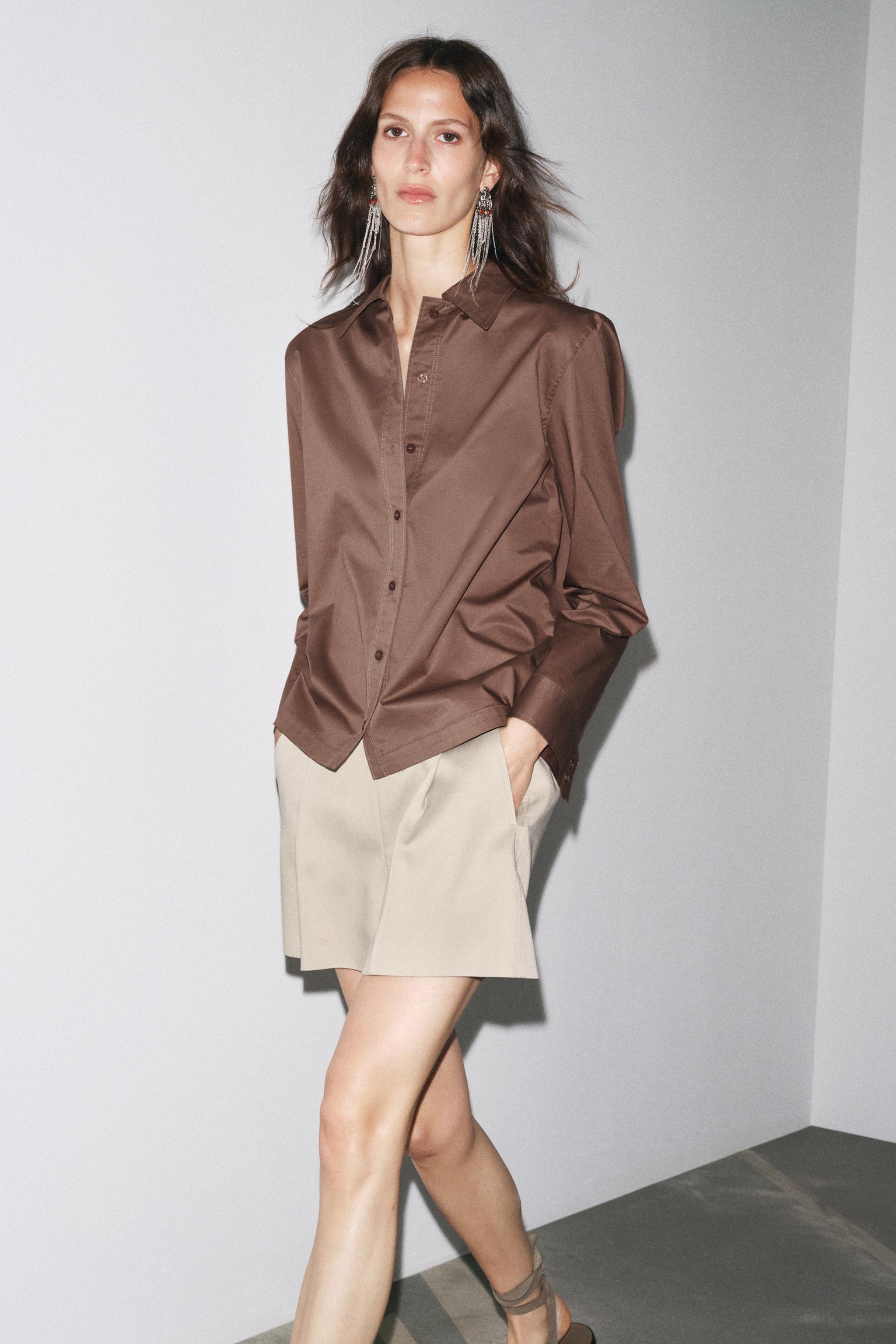 アウターその他 STAND Women Outer 61055 915887100 BROWN INSPIRE CHIC Women's Stand Collar Zip Up Faux Suede Cropped