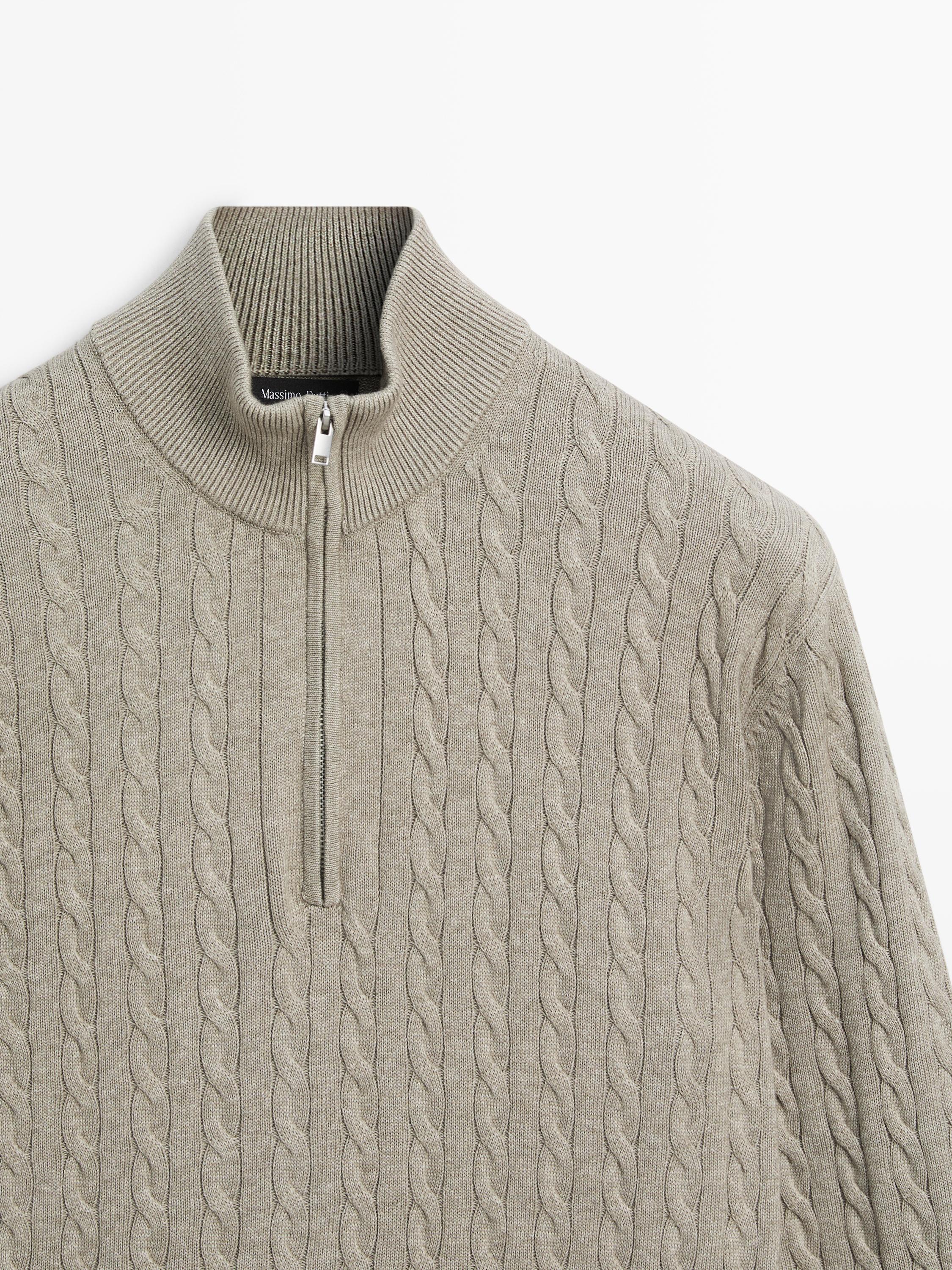 Mock neck knit sweater with zip