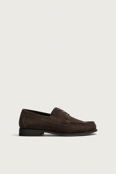 LEATHER DECK SHOES - Brown by Zara - Image 0