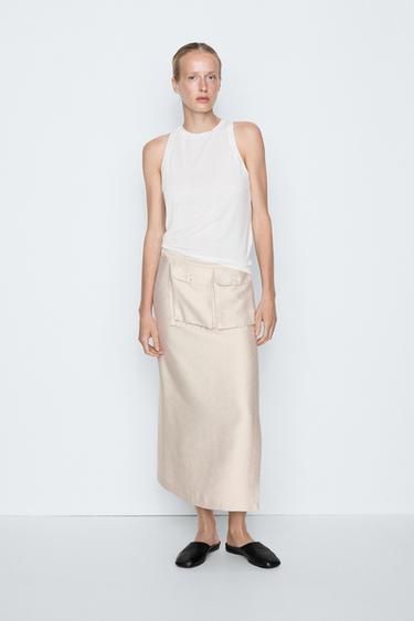 Zara Silk blend sleeveless top - STUDIO - Ecru - Image 0