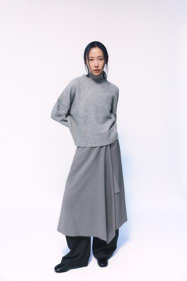 ASYMMETRIC WOOL SKIRT W COLLECTION - Grey by Zara