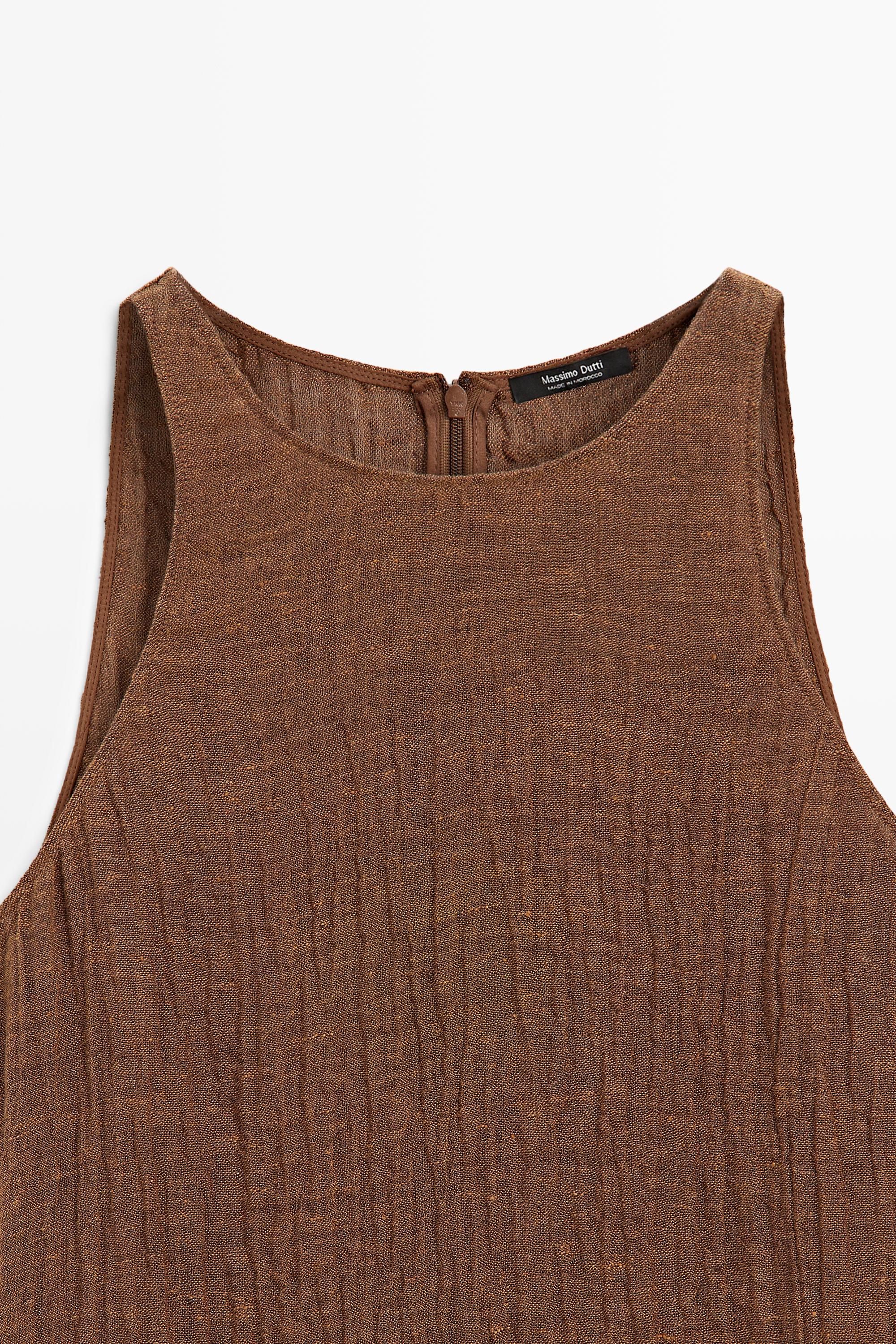 Robe midi bimatière en lin mélangé