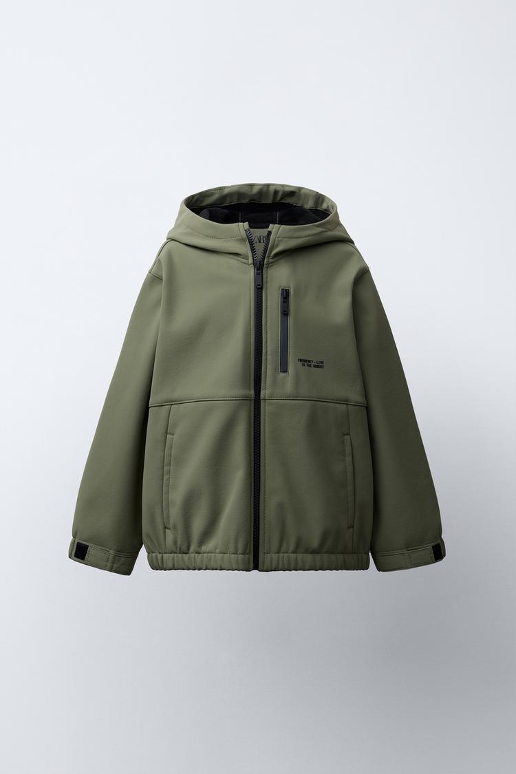 VESTE DÉPERLANTE À CAPUCHE DOUBLÉE vert kaki-moyen ZARA France