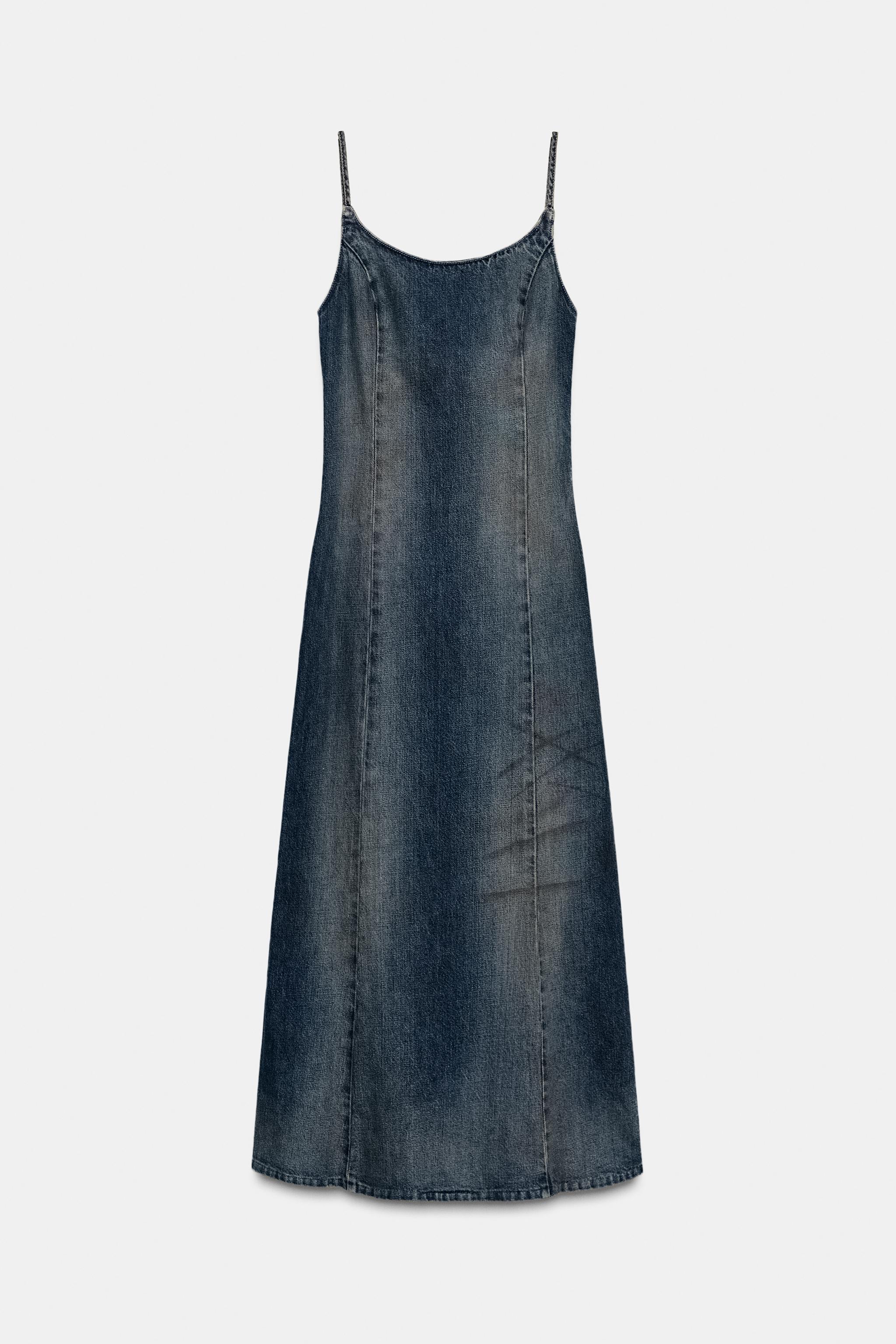 TRF ウォッシュドミディ丈デニムワンピース - ブルー | ZARA