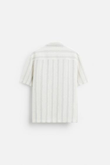 STRIPED TEXTURED SHIRT - Grey by Zara - Image 6