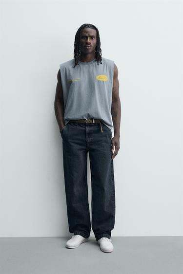 PLAYERA TANK LAVADA ESTAMPADOS - Azul claro de Zara - Imagen 0