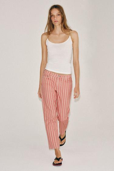 JEANS ZW COLLECTION SLIM TIRO MEDIO RAYAS - Coral de Zara