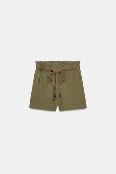 BERMUDA CINTURÓN - Khaki de Zara