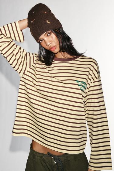 EMBROIDERED KNIT BEANIE — Brown 1
