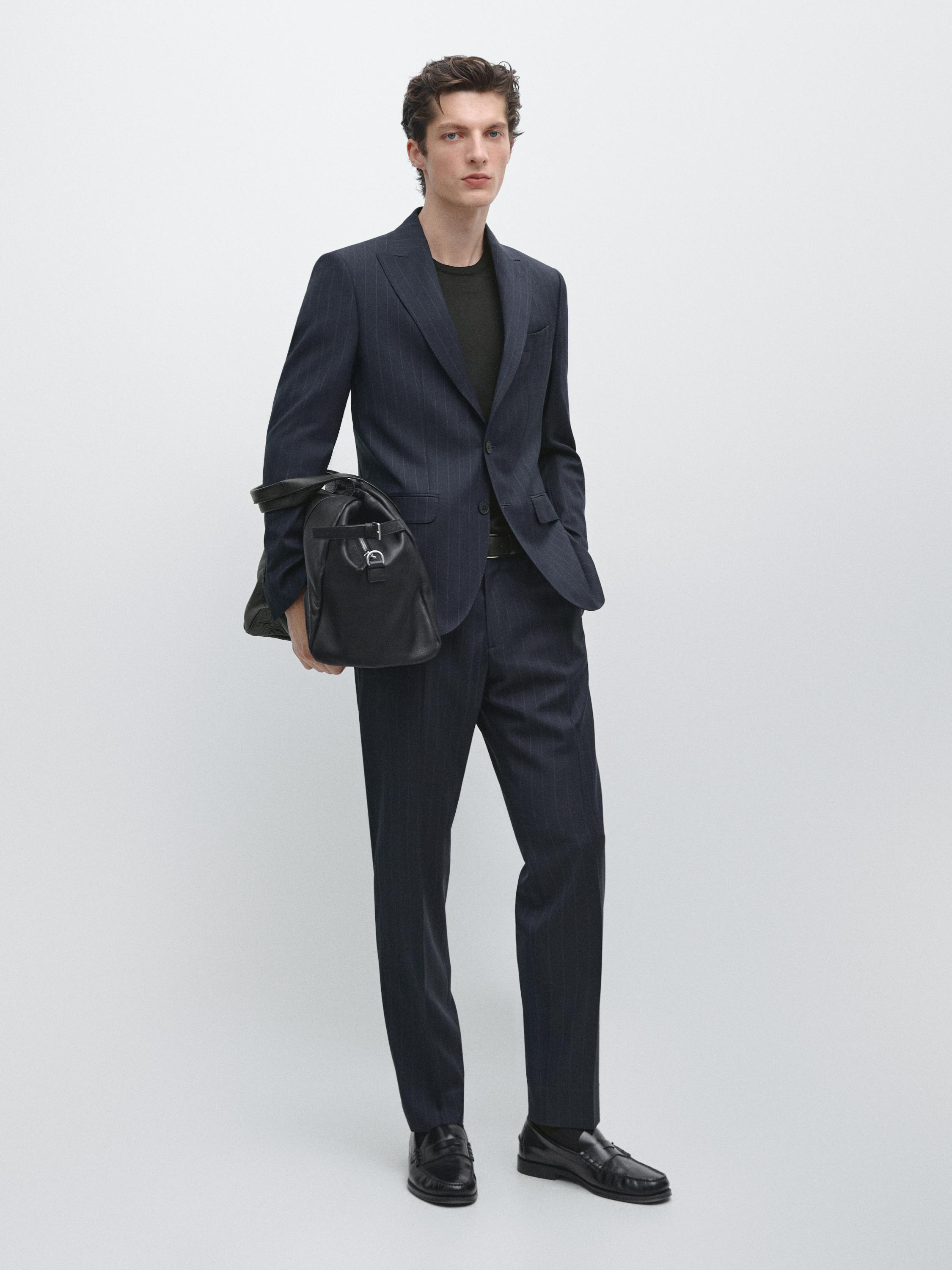 100% wool pinstriped suit blazer