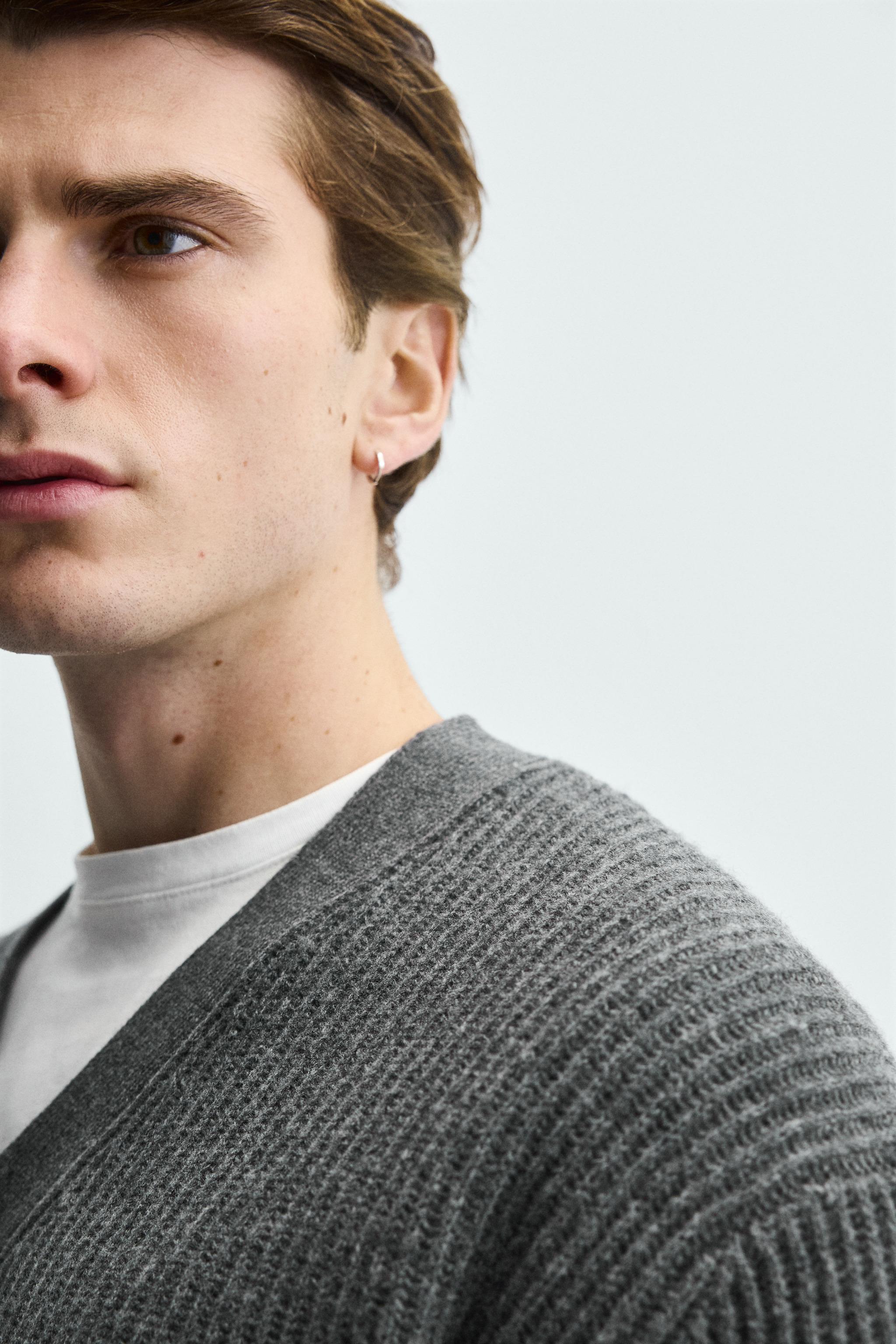 WOOL BLEND TEXTURED CARDIGAN