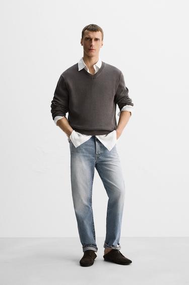 COTTON-LINEN SWEATER - Brown by Zara
