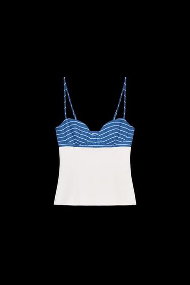 Zara STRETCHY HANDKERCHIEF PRINT TOP - White - Image 0