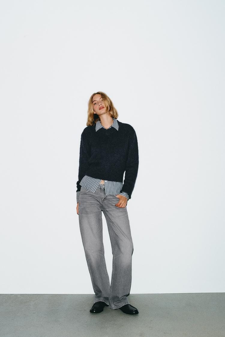 TRF WIDE-LEG LOW-RISE JEANS Grey ZARA India - Main Image