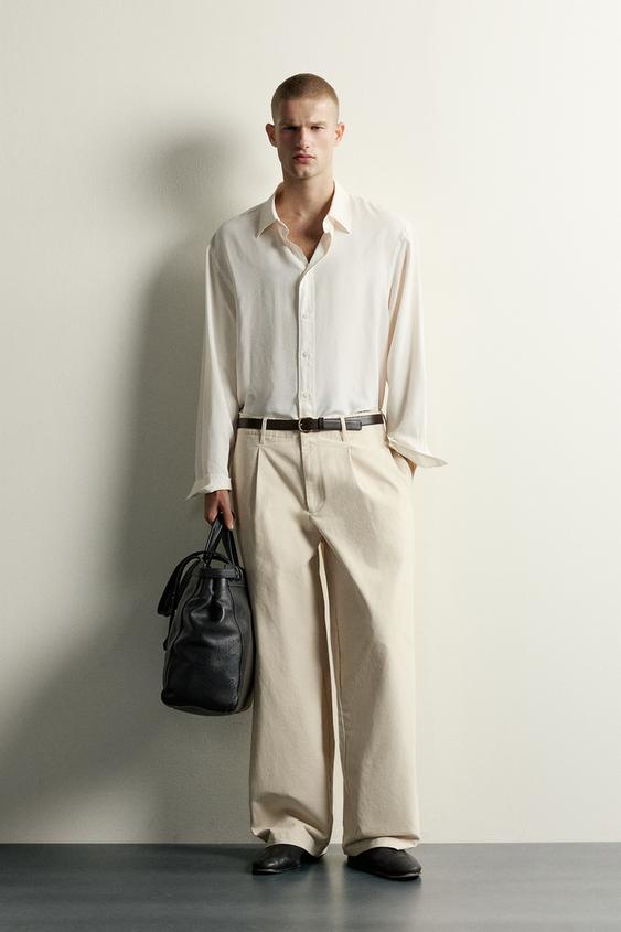 RELAXED FIT PLEATED TROUSERS - Beige by Zara - Image 0