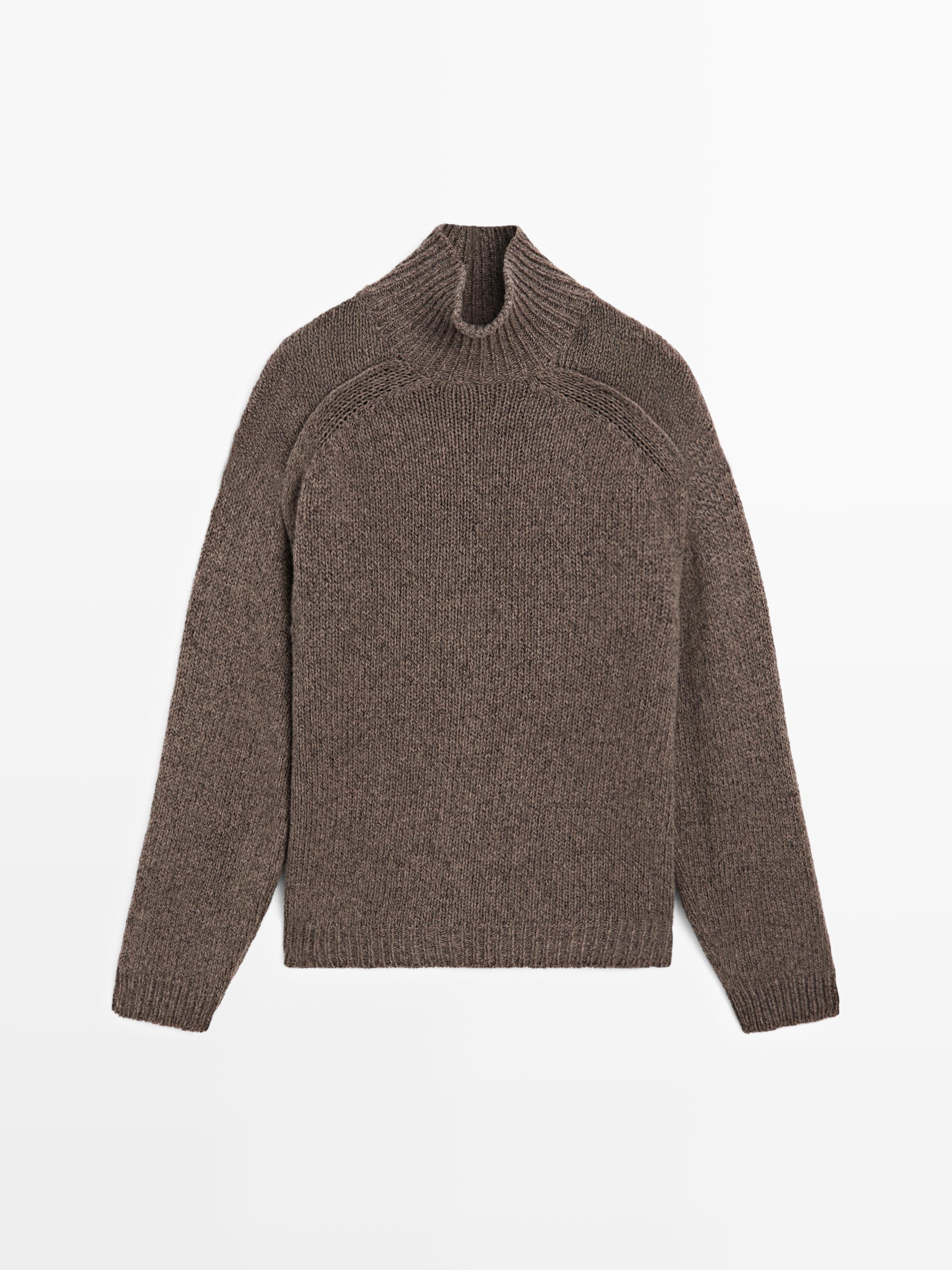 Knit high neck melange sweater - LIMITED