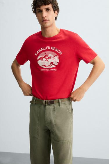 WAVE GRAPHIC T-SHIRT - Red by Zara - Image 5