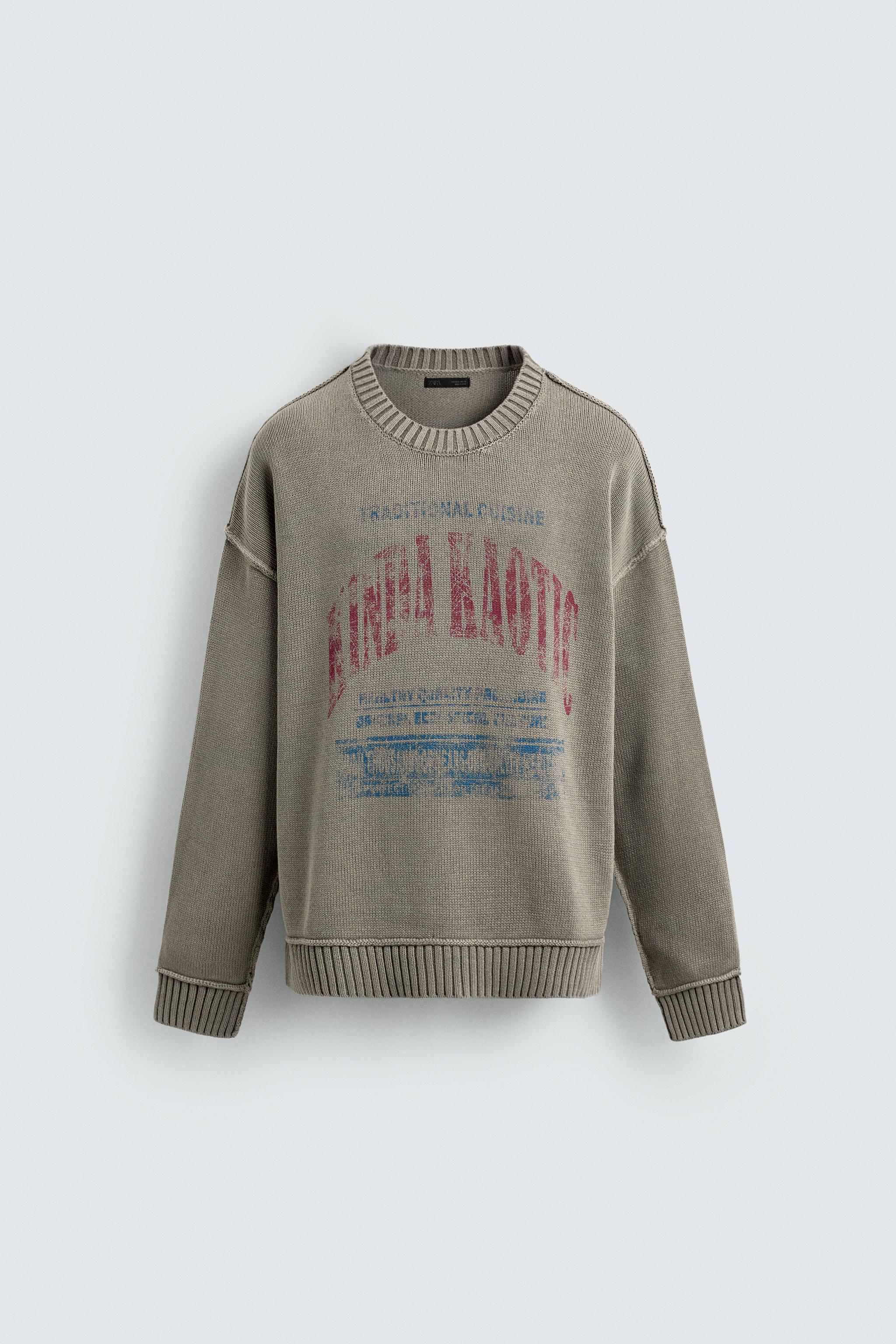 WASHED PRINTED SWEATER - Gray | ZARA United States