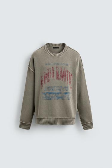 JERSEY ESTAMPADO LAVADO - Gris de Zara