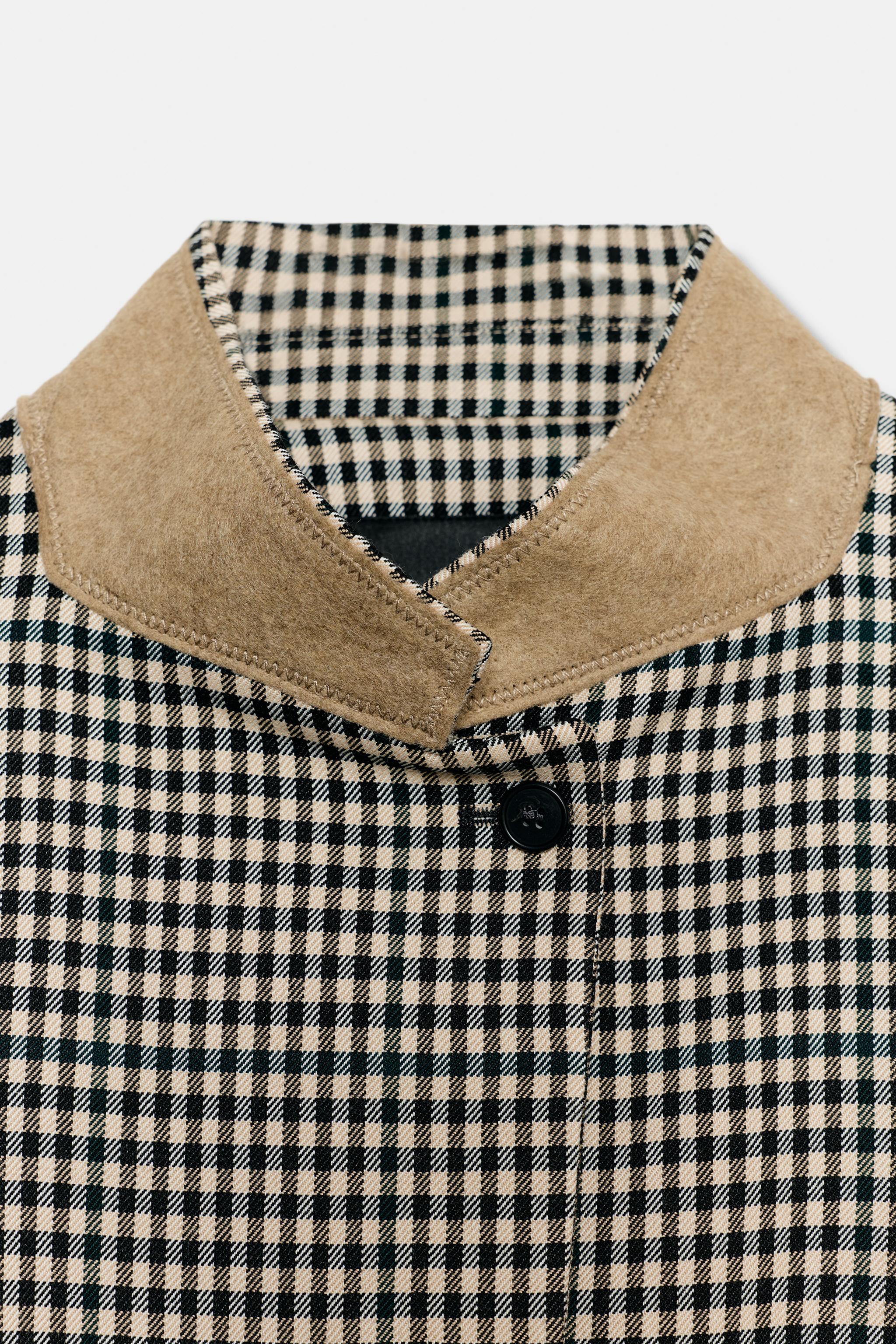 ZW COLLECTION CONTRAST COLLAR PLAID BLAZER