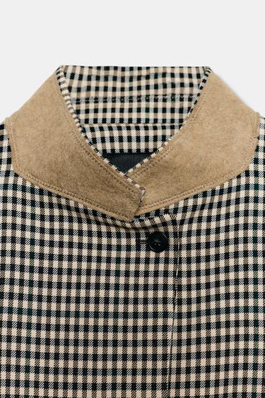 ZW COLLECTION CONTRAST COLLAR CHECK BLAZER - Brown by Zara - Image 7